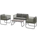 TRUUSK Polyrattan Tuinmeubelset - Lounge-Set met Sofa, Stoel, Verzenden, Nieuw