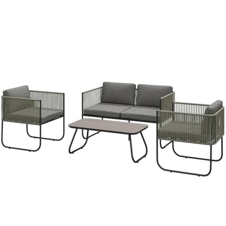 TRUUSK Polyrattan Tuinmeubelset - Lounge-Set met Sofa, Stoel, Tuin en Terras, Parasols, Nieuw, Verzenden