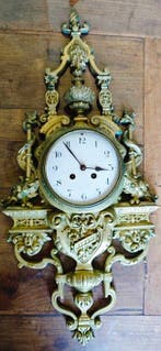 Cartel klok Gothisch - Verguld brons - 1850-1900, Antiek en Kunst