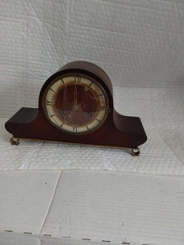 Tafelklok - Vintage Hout, Messing - 1950-1960 - mooie juba, Antiek en Kunst