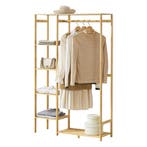 [en.casa] Bamboe kledingrek Eurajoki met planken 90x30x145 c, Huis en Inrichting, Kasten | Kledingkasten, Verzenden, Nieuw