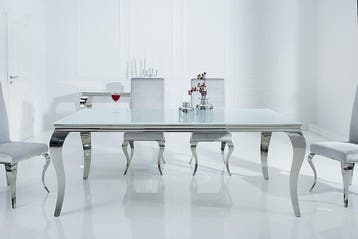 Eettafel Modern Barok 180cm wit zilver/ 37903 - 6537903, Huis en Inrichting, Ophalen of Verzenden, Nieuw