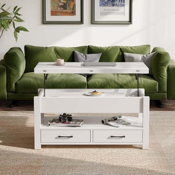 Salontafel met opbergruimte - Koffietafel - 100x50 cm - Wit, Verzenden, Zo goed als nieuw