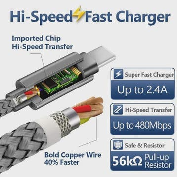 Nylon USB-C Laadkabel - Snel Opladen & Data Transfer voor Hu, Verzenden, Nieuw