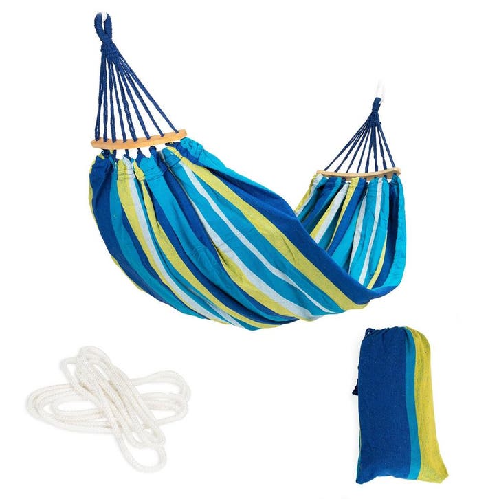 Reishangmat met tas | 55% Korting | Actie, Tuin en Terras, Hangmatten, Opvouwbaar, Buiten, Zo goed als nieuw, Meerpersoons, Ophalen of Verzenden