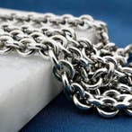 Massief zilveren ankerschakel ketting, Sieraden, Tassen en Uiterlijk, Kettingen, Ophalen of Verzenden, Gebruikt, Overige kleuren