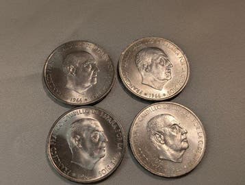 Spanje. Francisco Franco. 100 Pesetas 1966 (Lote de 4, Postzegels en Munten