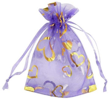 Organza Zakjes - 10x12 cm - Paars met Goudkleurige, Verzenden, Nieuw