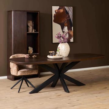 Deens ovale eettafel Madison Bruin Poot Zwart Mangohout 280, Ophalen of Verzenden, Nieuw