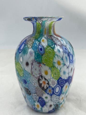 Livio Campanella - Vaas - Muranoglas - Vaas met gekleurde