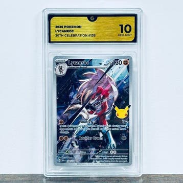 Pokémon Graded card - Lycanroc 138 - 30th Anniversary –, Nieuw