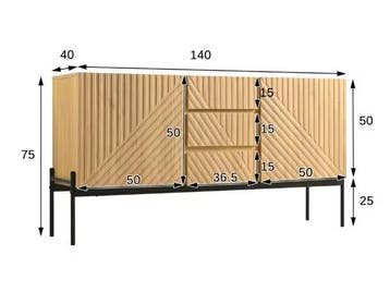 Modern Dressoir 140 cm – 2 Deuren en 3 Lades, Huis en Inrichting, Kasten | Buffetkasten, Verzenden, Nieuw