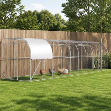 vidaXL Kippenhok Tegen de Muur zilver 1000 x 200 x 215 cm, Dieren en Toebehoren, Verzenden, Nieuw