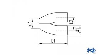 FOX Y-adapter voor uitlaatpijpen 50 mm - gatafstand: 95 mm d, Auto-onderdelen, Uitlaatsystemen, Verzenden, Nieuw