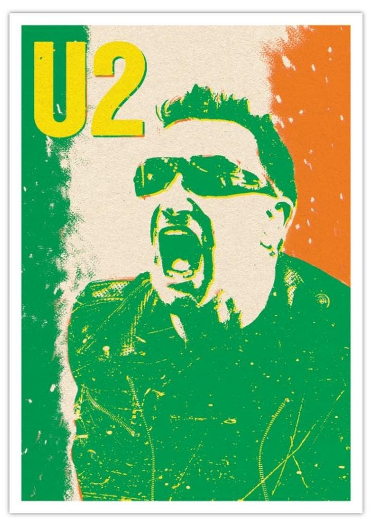 Posters - Poster U2 - Groen, Verzamelen, Muziek, Artiesten en Beroemdheden, Zo goed als nieuw, Verzenden