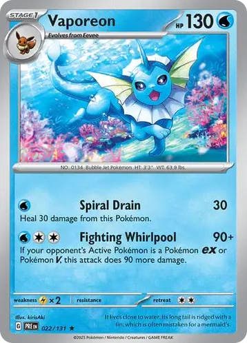 Vaporeon 022/131 holo Prismatic Evolutions, Ophalen of Verzenden, Nieuw, Losse kaart, Foil