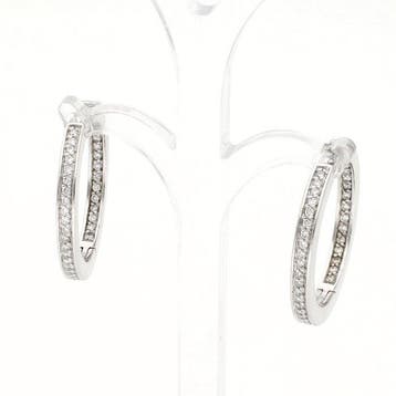 Oorbellen - 14 karaat Witgoud Diamant (Natuurlijk), Nieuw
