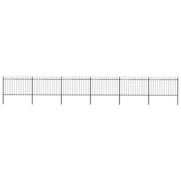 vidaXL Tuinhek met speerpunt staal 1005x120 cm zwart, Verzenden, Nieuw, IJzer, 1 tot 2 meter