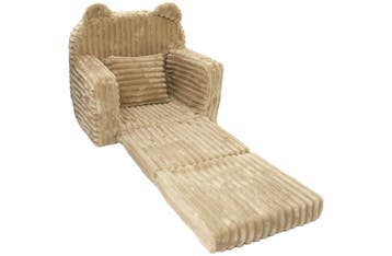 Kinderfauteuil Slaapbank Corduroy Beige | Nieuw | Scherpe..., Huis en Inrichting, Minder dan 75 cm, Nieuw, Ophalen of Verzenden