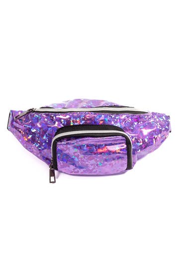 KIMU® Heuptasje Rond Voorvak Paars Holografisch Glitter Heup, Ophalen of Verzenden, Nieuw, Paars, Overige typen