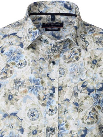 Linnen Casa Moda Gebloemd Overhemd Kent Kraag 454404200-300, Verzenden, Nieuw, Groen
