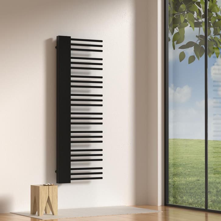 Handdoekradiator Kviteseid 50 mm zwart 146x45x6,6 cm [neu.ha, Doe-het-zelf en Verbouw, Verwarming en Radiatoren, Verzenden