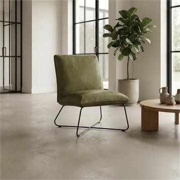 Leren fauteuil Less - Kenia Olive (olijf), Industrieel, Modern, Scandinavisch, Nieuw, Ophalen of Verzenden, 50 tot 75 cm