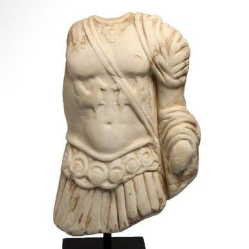 Oud-Romeins Marmer Gepantserde romp van keizer Trajanus, Antiek en Kunst