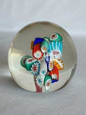 Prachtige vintage Murano glazen sulfure bal met Millefiori -