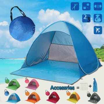 Automatische Pop-Up Strandtent UPF50+ - Snel Opzetbaar Zonne, Caravans en Kamperen, Verzenden, Nieuw