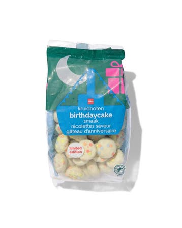 HEMA Kruidnoten birthdaycake 200g 3 voor 7.50 / 2 voor 5.50, Verzenden, Nieuw