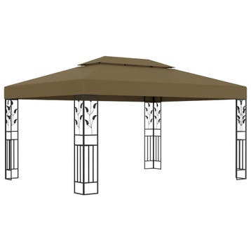 vidaXL Prieel met dubbel dak 180 g/m² 3x4 m taupe, Verzenden, Nieuw