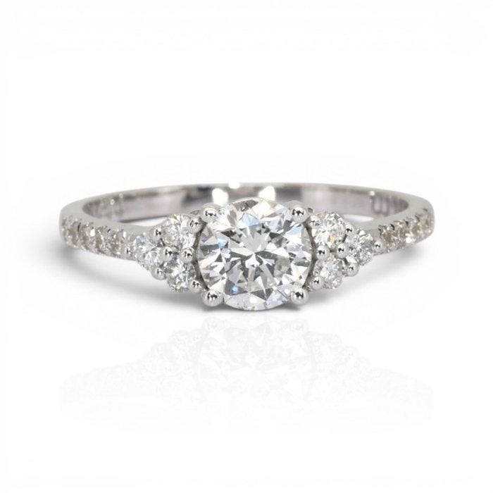 Ring - 18 karaat Witgoud - 1.05ct. tw. Diamant (Natuurlijk), Sieraden, Tassen en Uiterlijk, Ringen