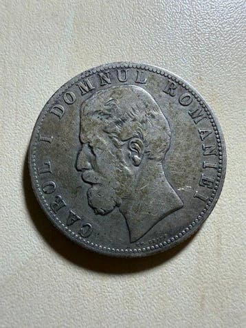 Roemenië. Carol I. 5 Lei 1880 / Engraver name near rim