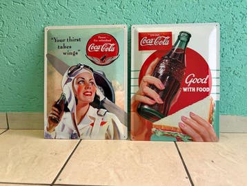Coca Cola reclameborden - Reclamebord (2) - Metaal