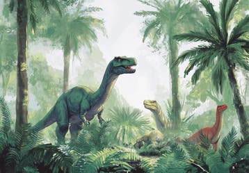 Dinosaurus fotobehang In het oerwoud, dino kinderkamer, Verzenden, Nieuw