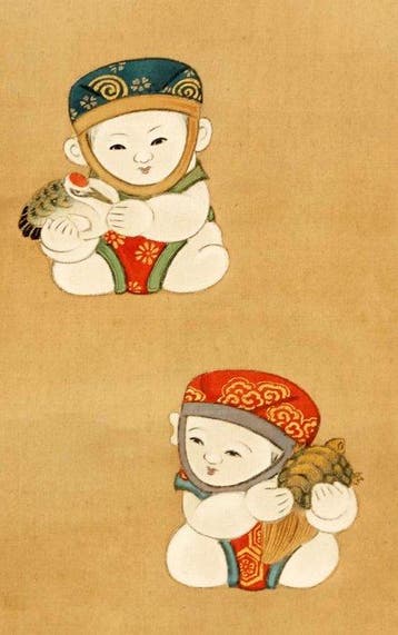 Gosho Palace Dolls with Crane & Turtle (Tsurukame) - Hiruma
