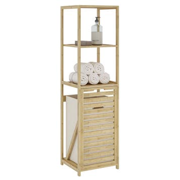 Badkamerkast Anun met wasmand 130x36x33 cm houtkleurig en be, Verzenden, Nieuw