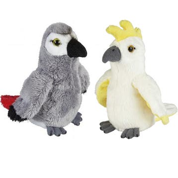 Tropische vogels knuffels - pluche - set van 2 - 15 cm, Verzenden, Nieuw
