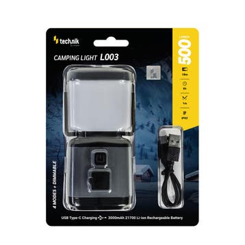 Technik LED Campinglamp 500 Lumen USB-C Oplaadbaar 3 Lich..., Ophalen of Verzenden, Nieuw