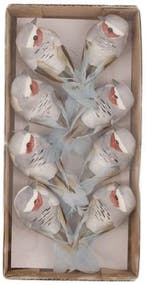 Vogeltjes op clip Grijs 8x3,5x3,5 cm 8 stuks, Ophalen of Verzenden, Nieuw