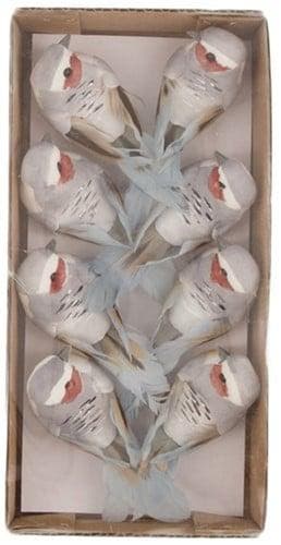 Vogeltjes op clip Grijs 8x3,5x3,5 cm 8 stuks, Hobby en Vrije tijd, Ophalen of Verzenden, Nieuw