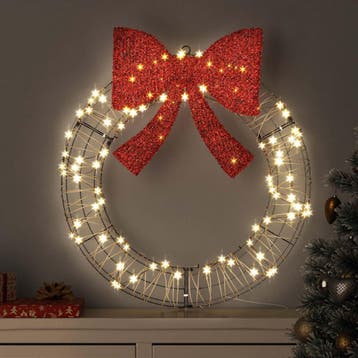 vidaXL Krans Warmwit 75 x 75 x 8 cm Rattan 60 LEDs, Verzenden, Nieuw
