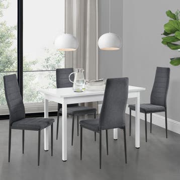 Eetkamerset [en.casa] - eethoek - 5- delig - wit en grijs, Verzenden, Nieuw