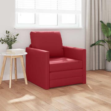 vidaXL Slaapbank 60cm Wijnrood Kunstleer, Verzenden, Nieuw, Leer, Minder dan 150 cm