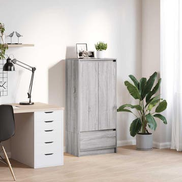 vidaXL Kast met lade 55,5x34x119,5 cm spaanplaat grijs, Huis en Inrichting, Minder dan 50 cm, Verzenden, 100 tot 150 cm, Nieuw