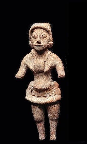 Precolumbiaans - Colima Staande figuur van aardewerk - Met
