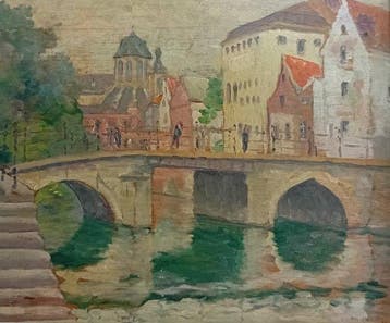 R.Cuviel Sijlvestre (1884-1967) - Mechelen stadsgezicht, Antiek en Kunst