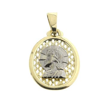 Bicolor gouden hanger van Jezus Christus (Hanger of bedel), Ophalen of Verzenden, Gebruikt, Goud, Overige merken