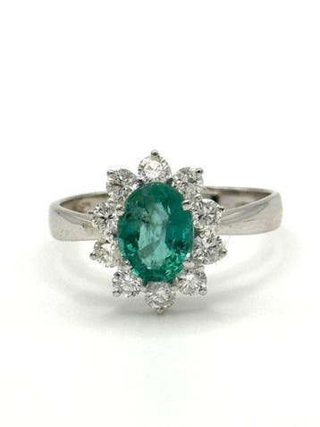 Verlovingsring - 18 karaat Witgoud - 2.02ct. tw. Smaragd -